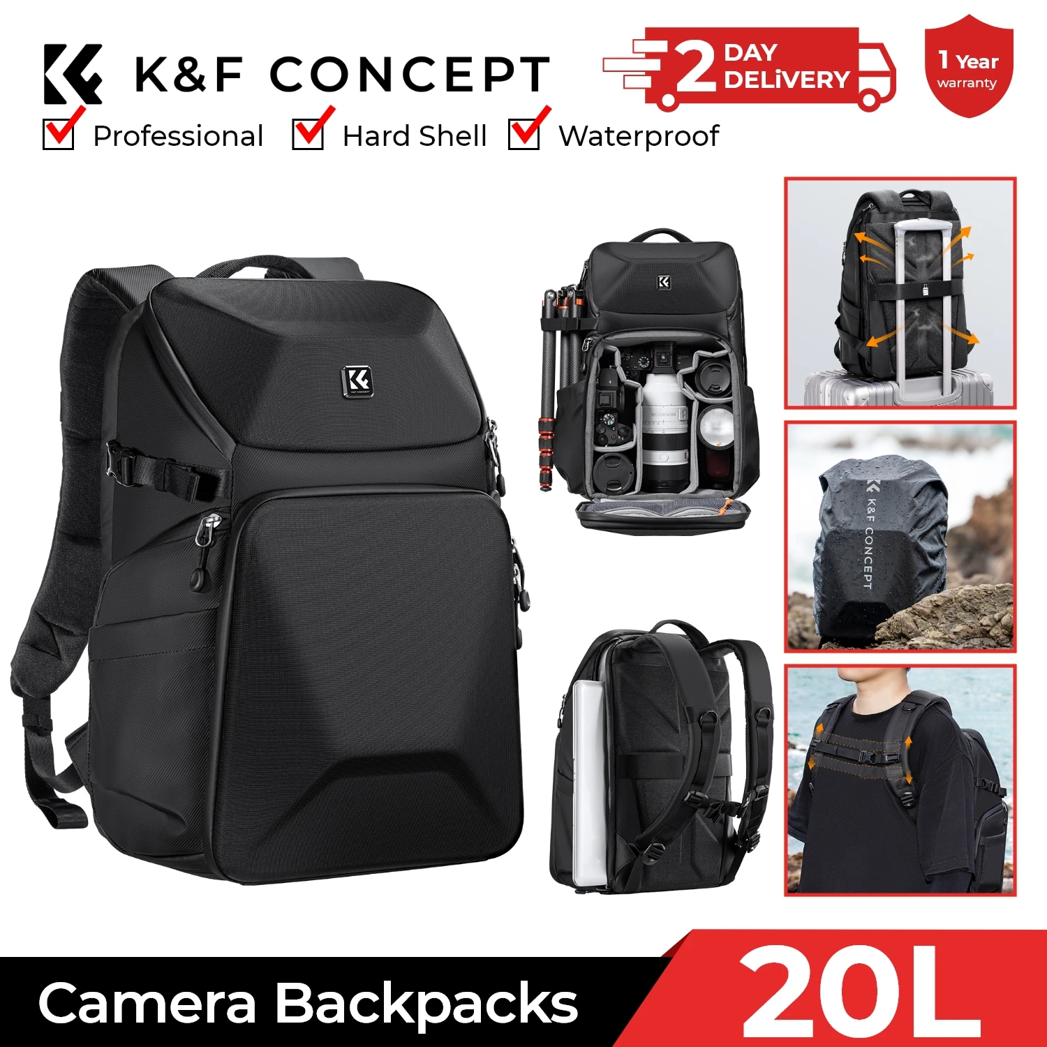 K&F CONCEPT 20L Camera Backpac - Laptop Backpack 15.6 incelemesi ve fiyatı