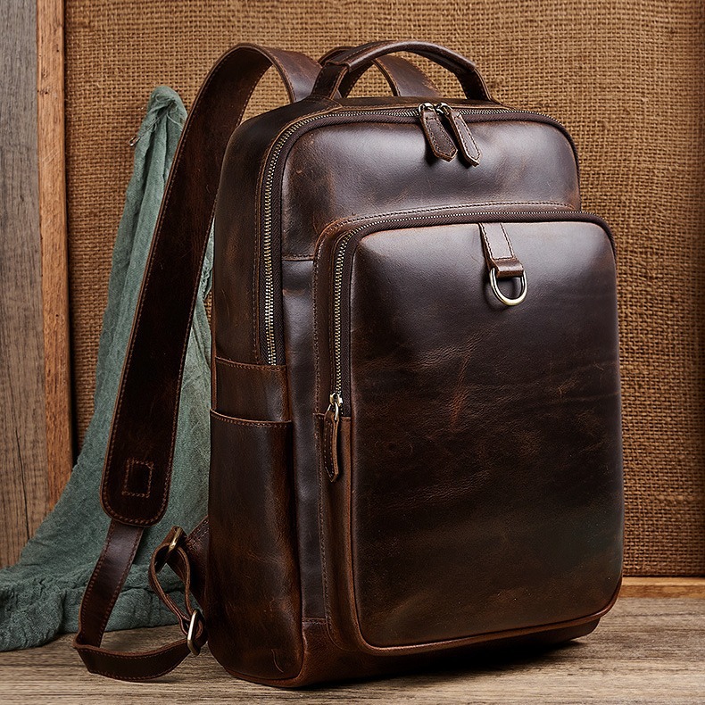 Men's Top Grain Waxed Leather  - Leather Backpack Vintage incelemesi ve fiyatı