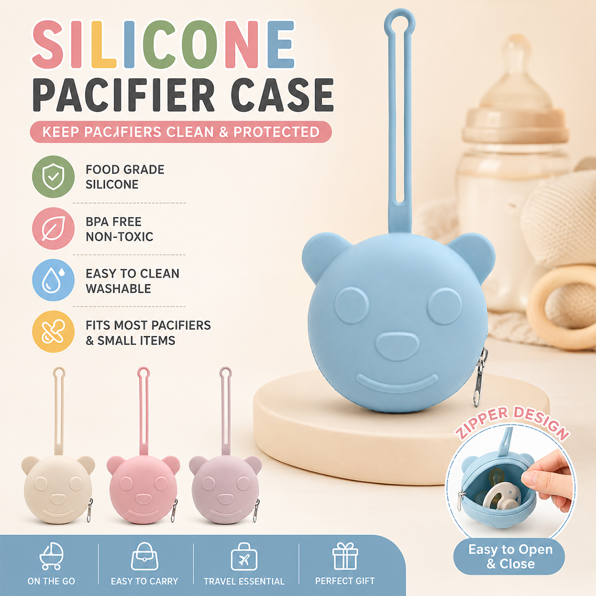 Portable silicone pacifier bag - Backpack Diaper Bag incelemesi ve fiyatı