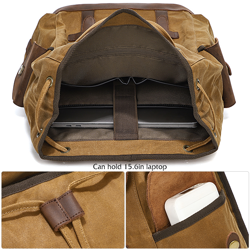 Men's Backpack Vintage Waxed C - Leather Backpack Vintage incelemesi ve fiyatı