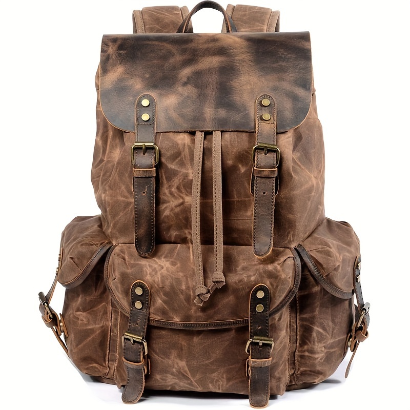 Vintage Men'S Leather Backpack - Canvas Backpack Casual incelemesi ve fiyatı