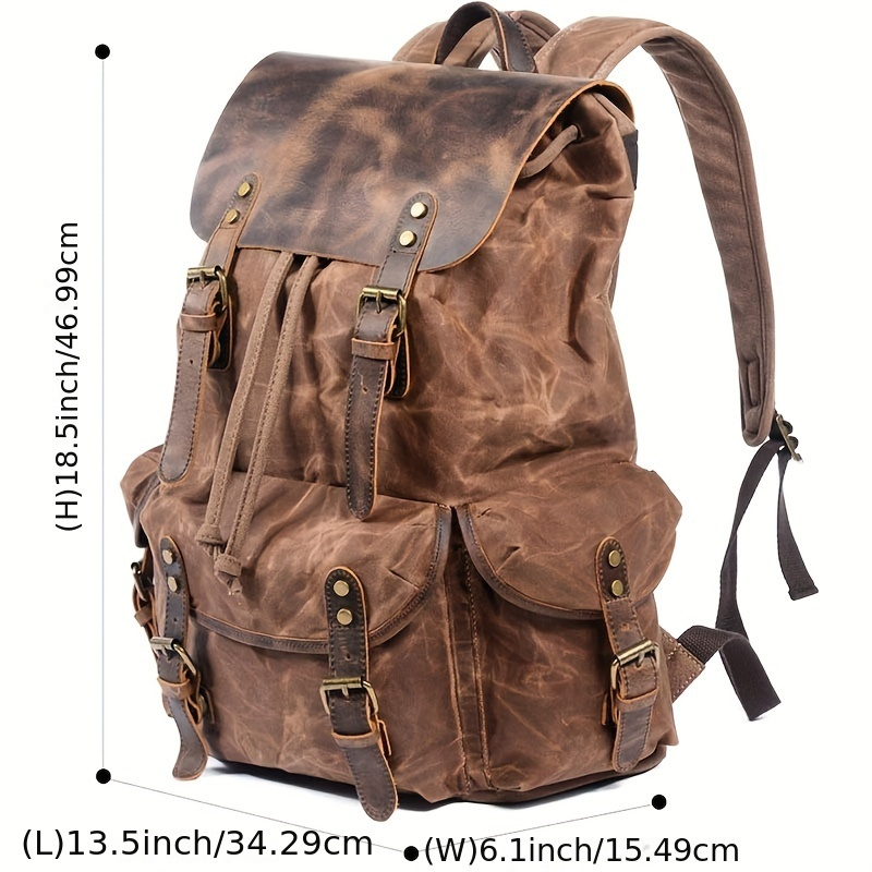 Vintage Men'S Leather Backpack - Canvas Backpack Casual incelemesi ve fiyatı