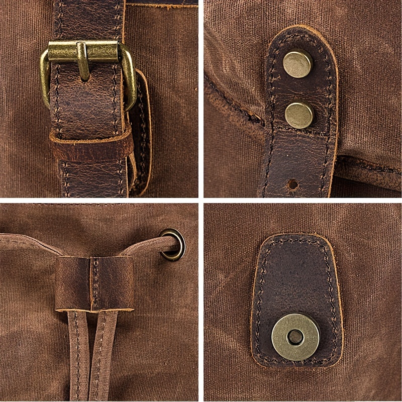 Vintage Men'S Leather Backpack - Canvas Backpack Casual incelemesi ve fiyatı