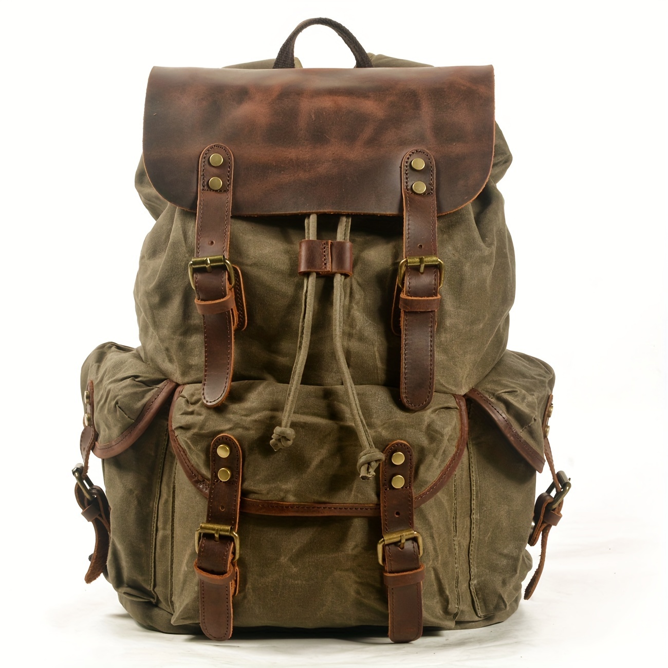 Vintage Men'S Leather Backpack - Canvas Backpack Casual incelemesi ve fiyatı