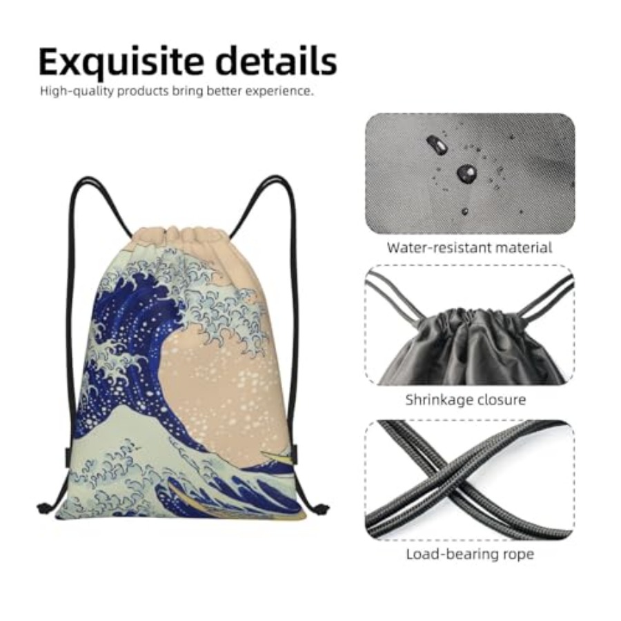Japanese Kanagawa Ocean Great  - Drawstring Gym Bag incelemesi ve fiyatı