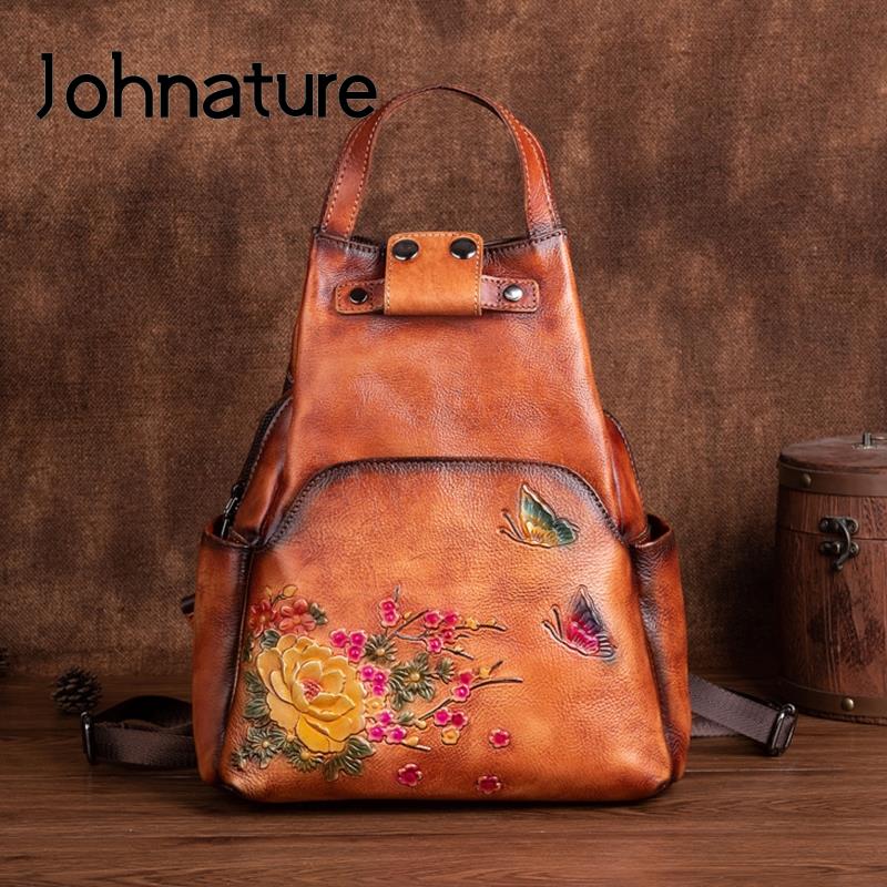 Johnature Genuine Leather Embo - Leather Backpack Vintage incelemesi ve fiyatı