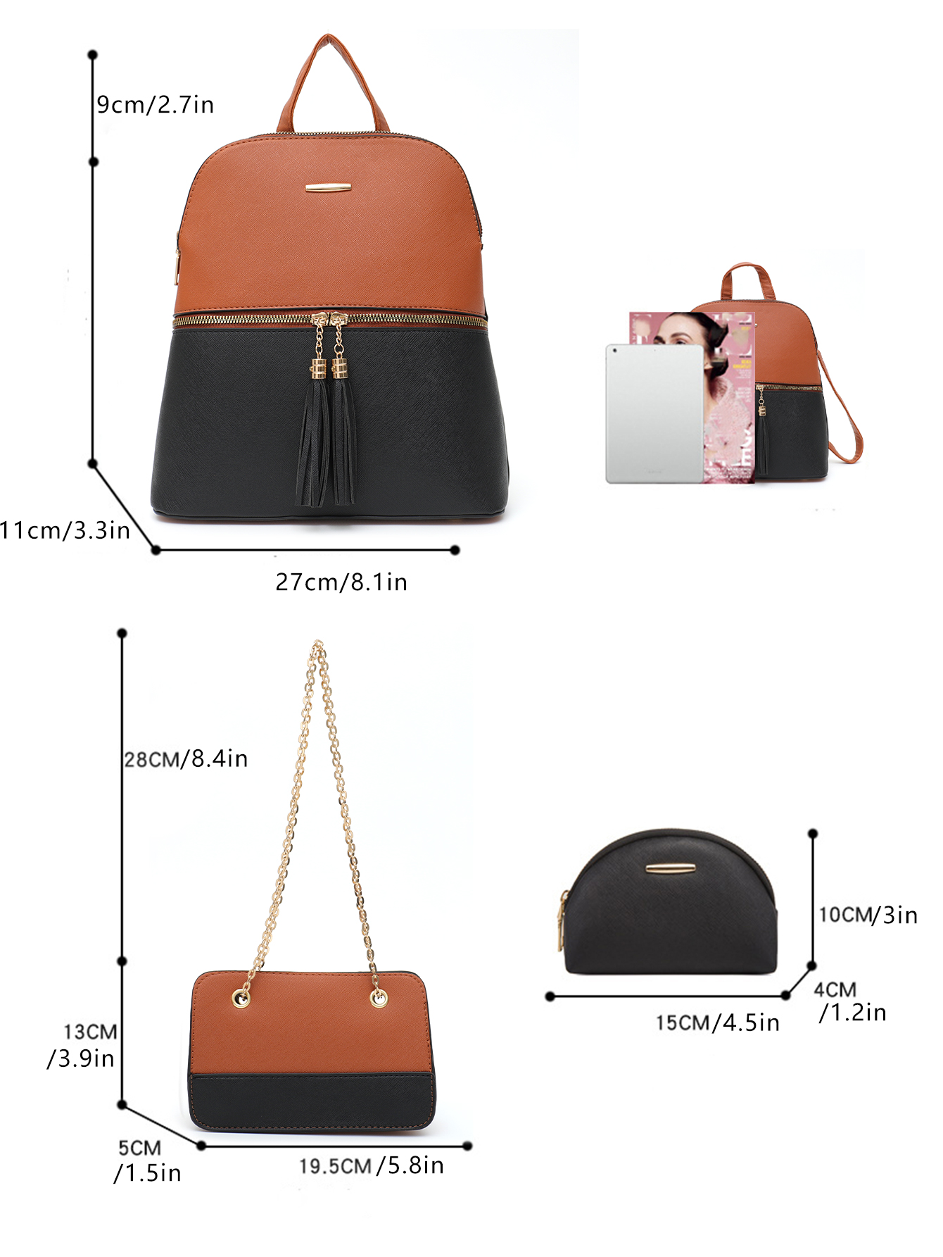 4 PCS Bags Set Women's Fashion - Mini Backpack Purse incelemesi ve fiyatı
