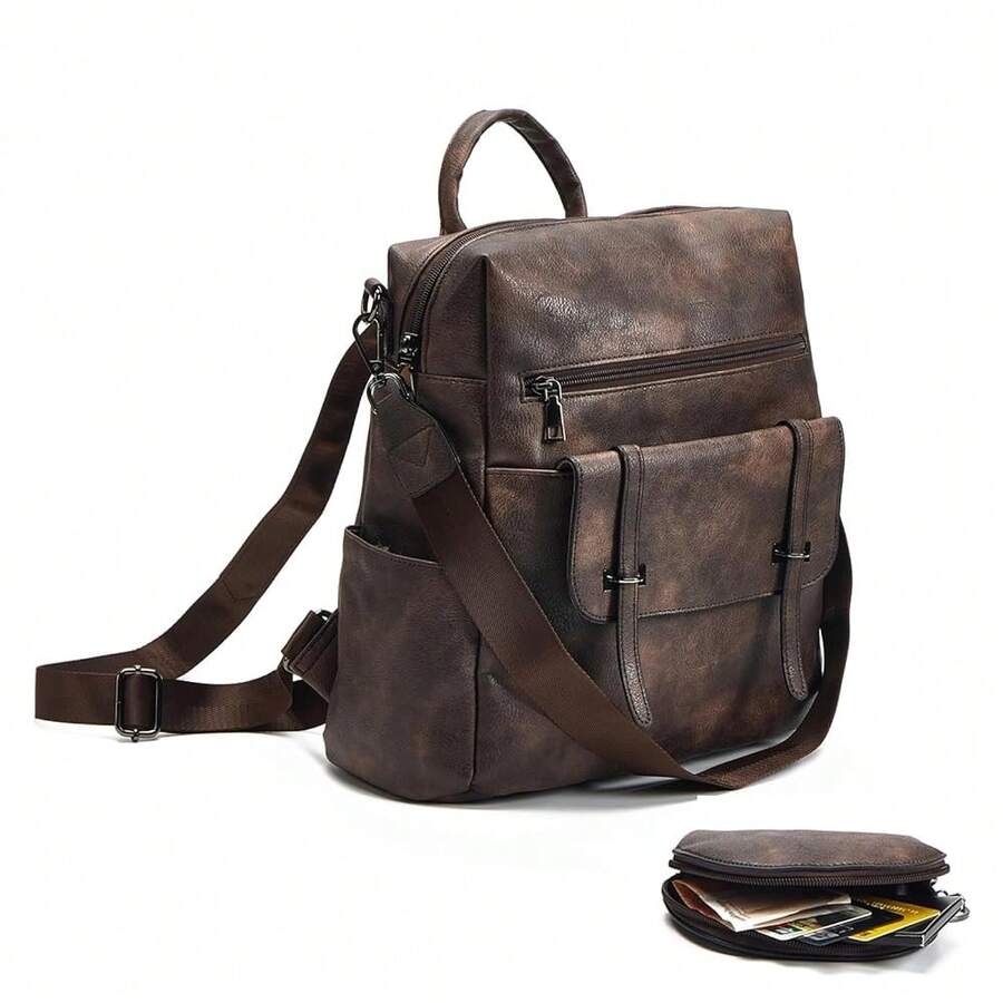 Women Fashion Vintage Brown PU - Fashion Backpack Women incelemesi ve fiyatı