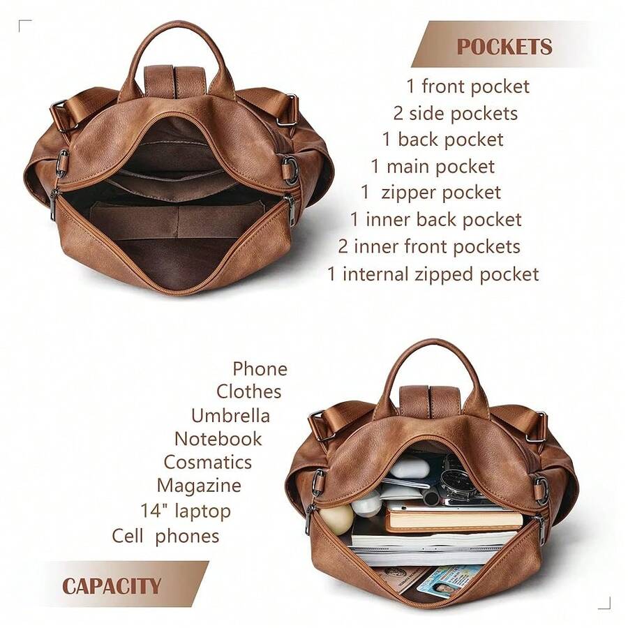 Women Fashion Vintage Brown PU - Fashion Backpack Women incelemesi ve fiyatı
