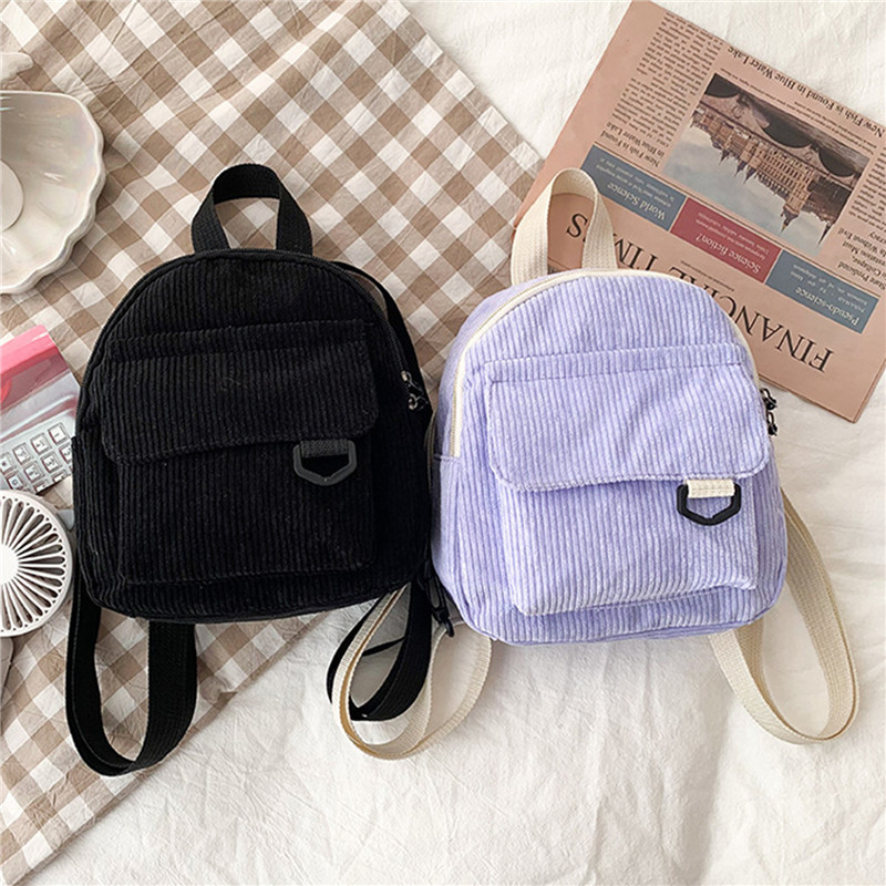Solid Color Mini Backpack Cord - Fashion Backpack Women incelemesi ve fiyatı