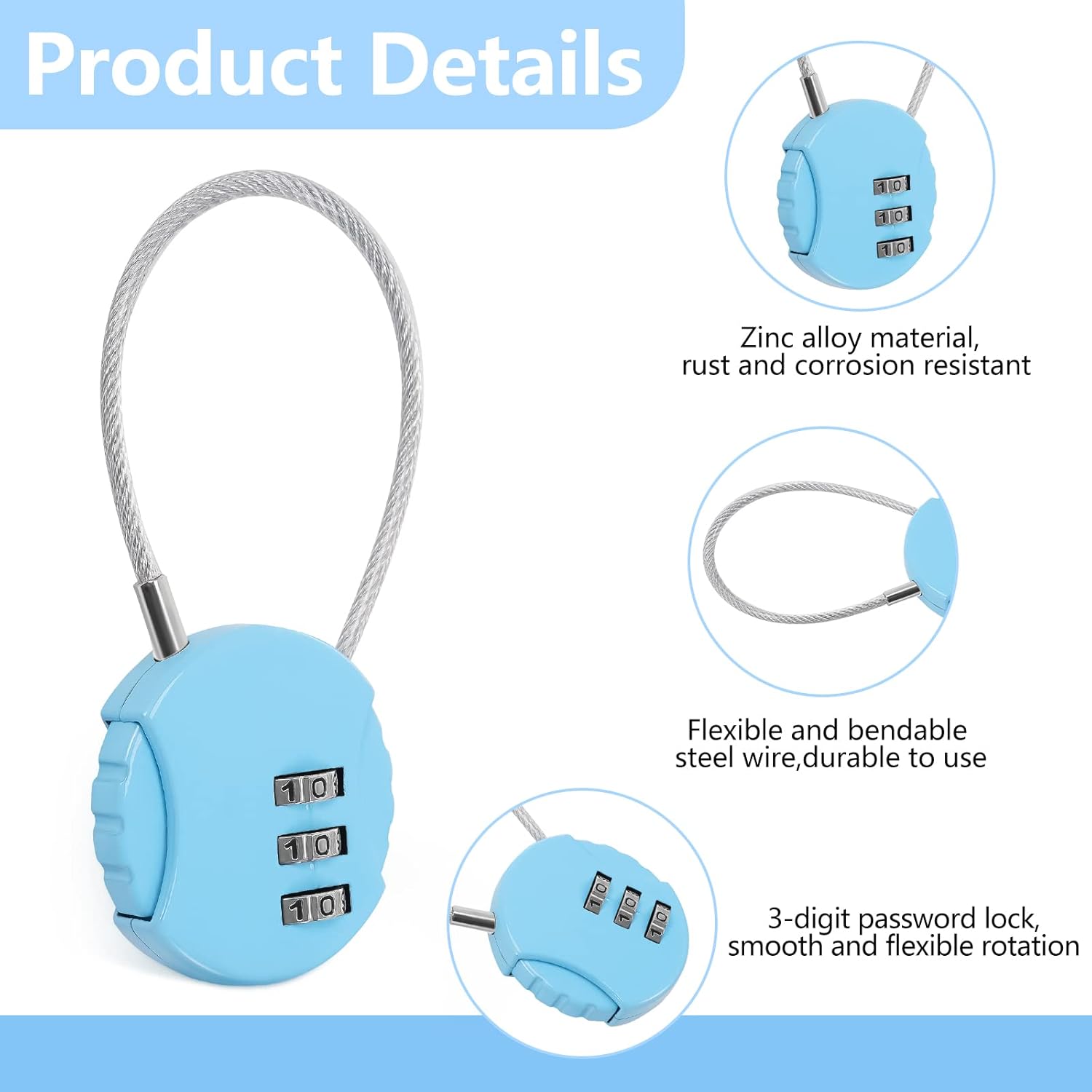 8 Pack Combination Wire Lock 3 - Backpack Lock Combo incelemesi ve fiyatı
