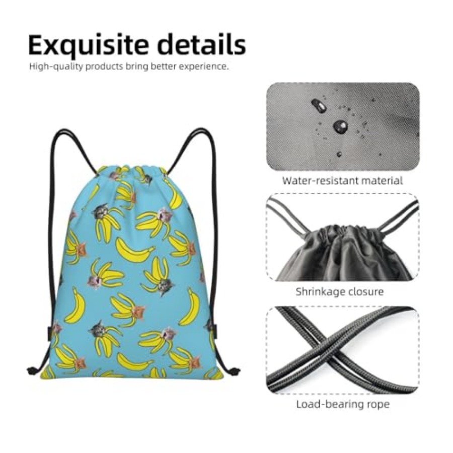 Funny Cat Banana Bananas Draws - Drawstring Gym Bag incelemesi ve fiyatı